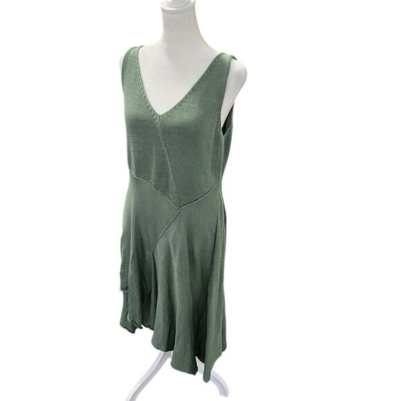 NEW Peruvian Connection Portobello Tunic Dress Green Pima Cotton Asymmetrical He - Picture 4 of 10